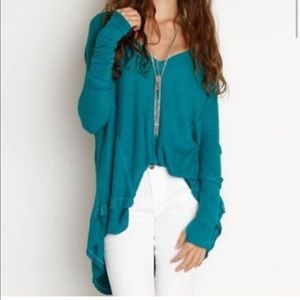 free people turquoise Laguna thermal 3/4 sleeve s